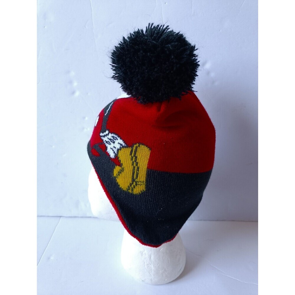 Mickey Mouse Beanie Toddler Fleece Lined Red Pom Pom 9 Inches - Picture 3 of 8